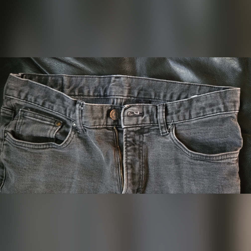 & Denim Men's Slim Straight Jeans Gray/black Sz32 - Picture 3 of 9